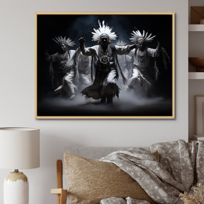 Native Art Dance Of Spirits Framed On Canvas Print