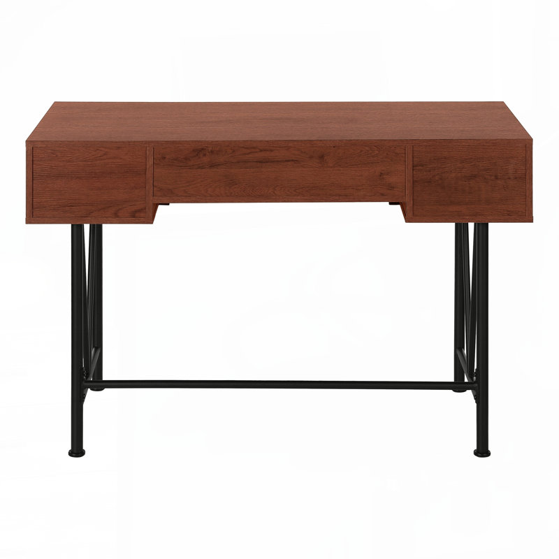Bureau d'ordinateur, bureau personnel, ordinateur portable, tiroirs de rangement, l 48 po, bureau, stratifié brun, métal noir, transitionnel