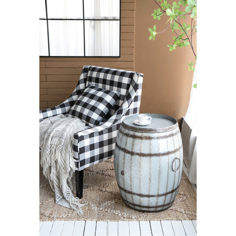 22.5X22.5X26 Inches Drum Side Table With Spacious Hollow And Removable Lid, Galvanized Gray Finish Rustic Design, Ideal For Shabby - Chic Decor Ideas Suitable Style