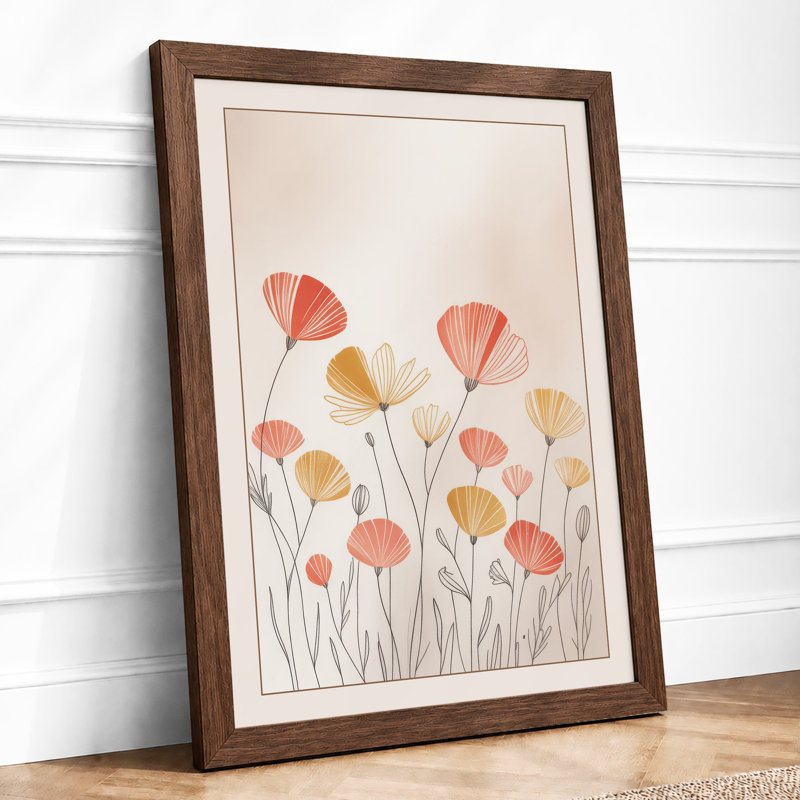 Wildflower Study Botanical - Framed Print, A4 - 29.7 x 21.0 cm, Walnut