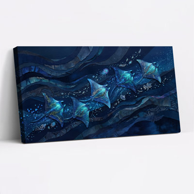 Stingray Ocean Canvas Wall Art Oil Painting Print Set Of 1