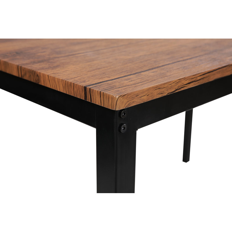 Millard 4-Person Metal and Wood Dining Table, Brown