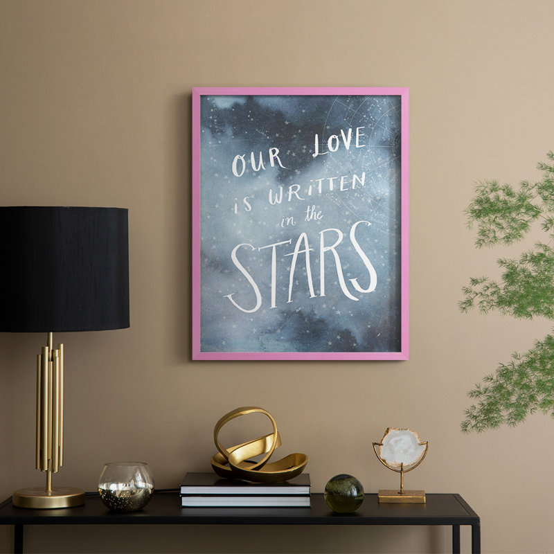 «Celestial Love IV», reproduction encadrée - bois massif, Rose, H 11 po x l 9 po