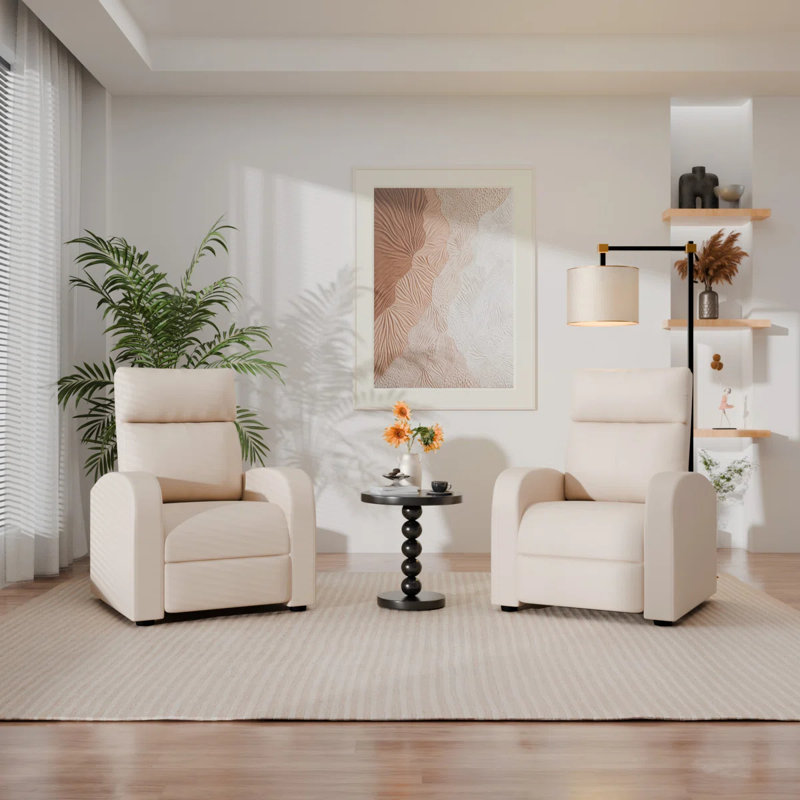 Pettit Faux Leather Recliner, Beige Faux Leather