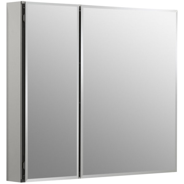 Stainless Steel Polished Corner Medicine Cabinet Mirror Door 2 Pk