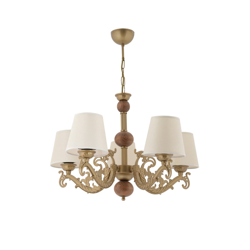 Élégant lustre en métal, finition blanche et or, 21,7 po x 15,7 po | 5 x douilles E27 (40 W maximum, ampoules non incluses) | Éclairage élégant pour le salon, la salle à manger et le vestibule, capuchon en PVC durable, indice de protection IP20