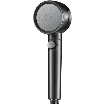 Home-use turbocharged shower head, large panel for even water flow, durable and leak-proof integrated hose.