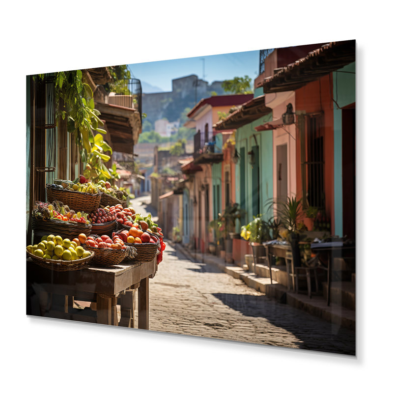 Cuba Vibrant Market Scenes - Reproduction de paysages urbains sur métal, H 12 po x l 20 po x P 1 po