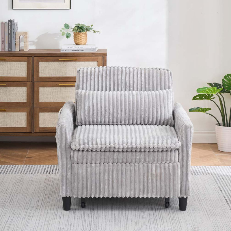 Corduroy Fabric Accent Club Armchair with a pillow, Gray