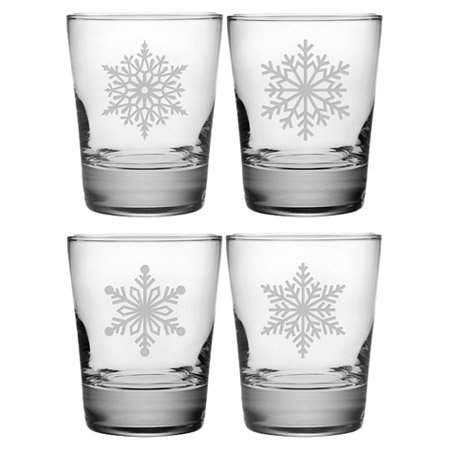 Paper Snowflakes 13.25oz. Whiskey Glass Set Susquehanna Glass