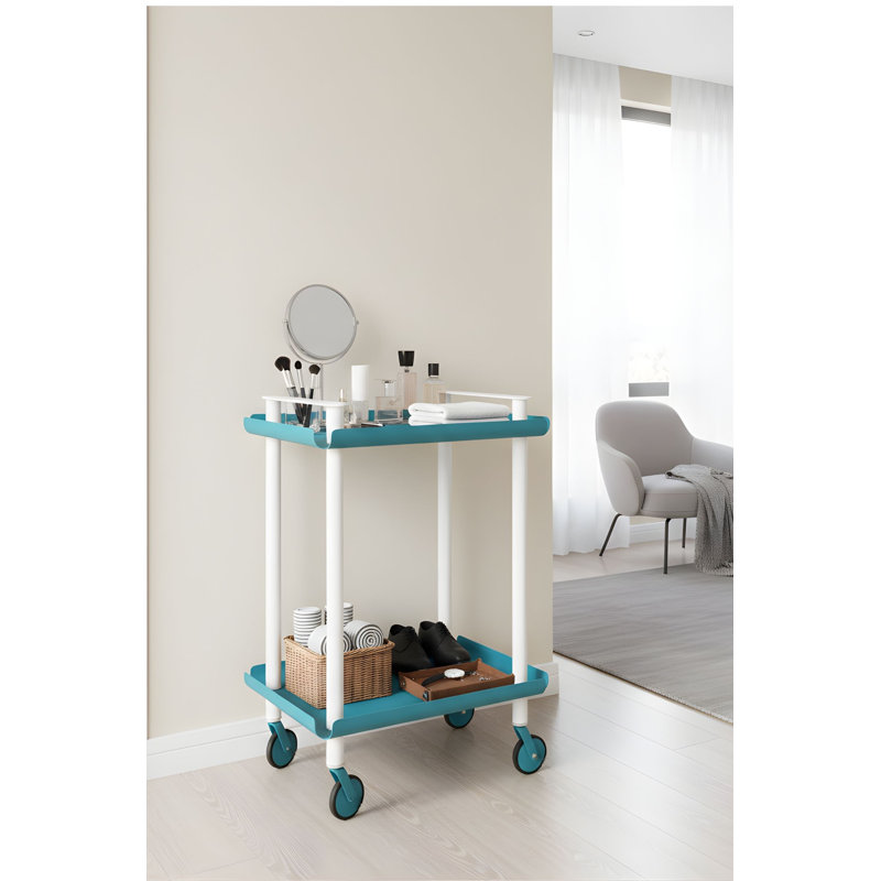 Zeigler Serving Cart, White, Blue