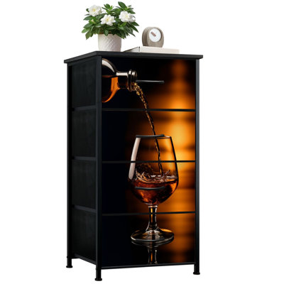 Commode pour la chambre à coucher avec 4 tiroirs de rangement Whisky versant dans le verre Golden Amber Hue