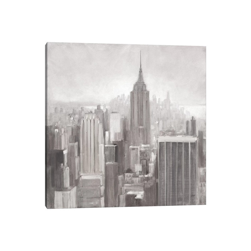 Manhattan In The Mist Grey by Julia Purinton - Wrapped Canvas Painting, 93.98 cm H x 93.98 cm W x 1.91 cm D