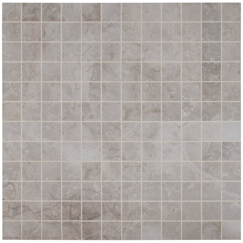 Carreau de mosaïque en céramique mat pour mur et plancher 12 po x 12 po Ansello, Grisa