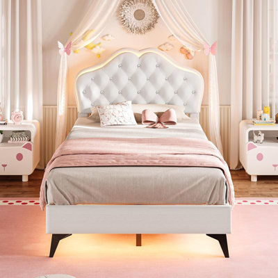 Lit plateforme tapissier en velours Princess Style