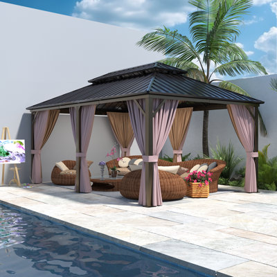 18 pi. L 12 pi. D Pavillon de jardin en acier