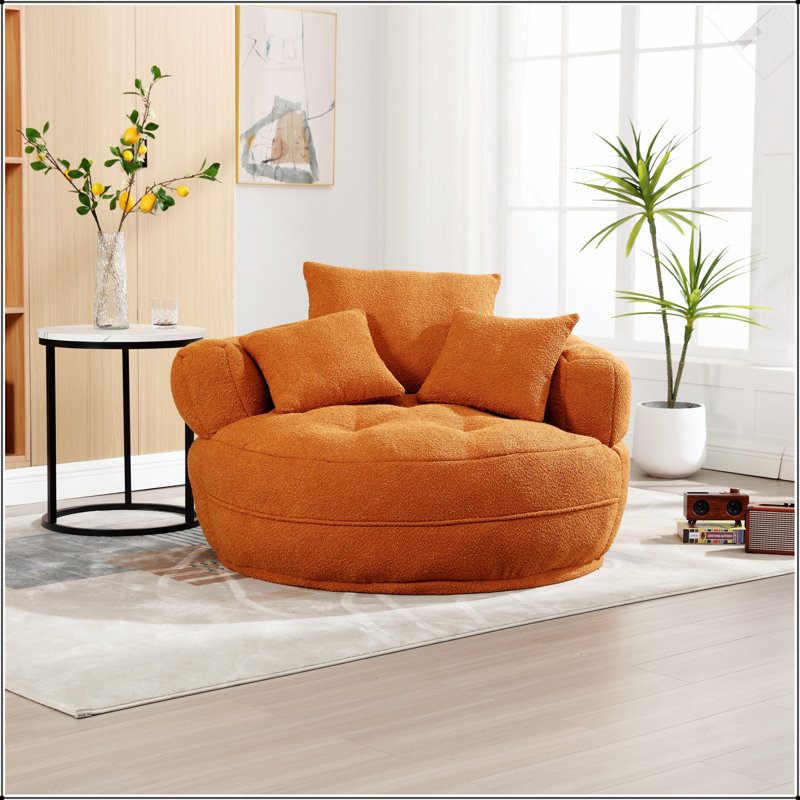 Canapé-lit simple Chenille, Boucle orange