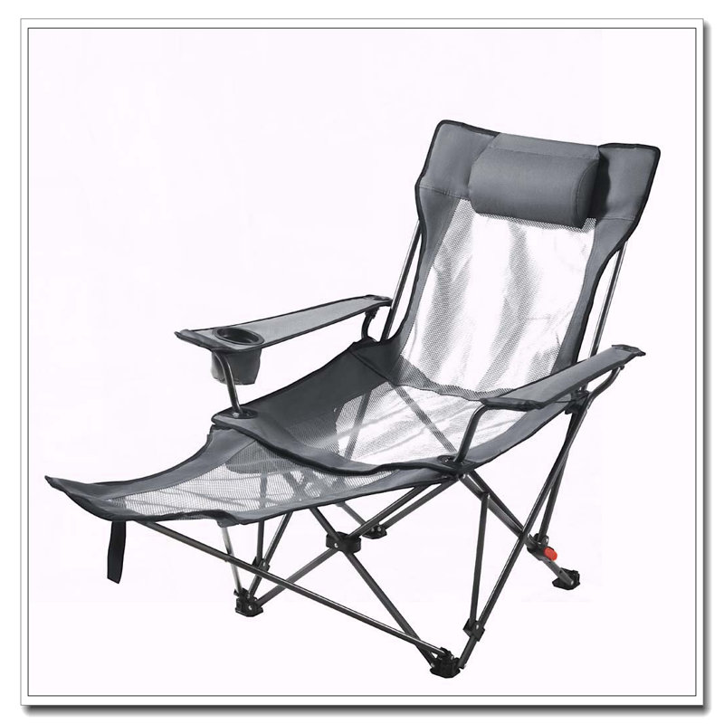 Chaise de camping inclinable avec 4 positions réglables, repose-pieds et conception pliante portative