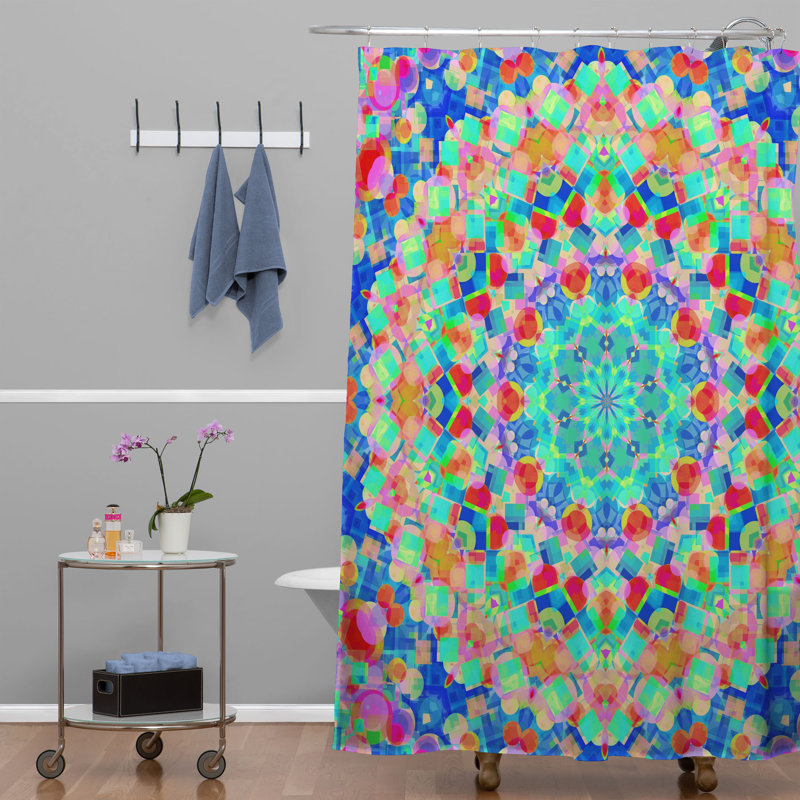 Rideau de douche simple en polyester Emmin Geometria