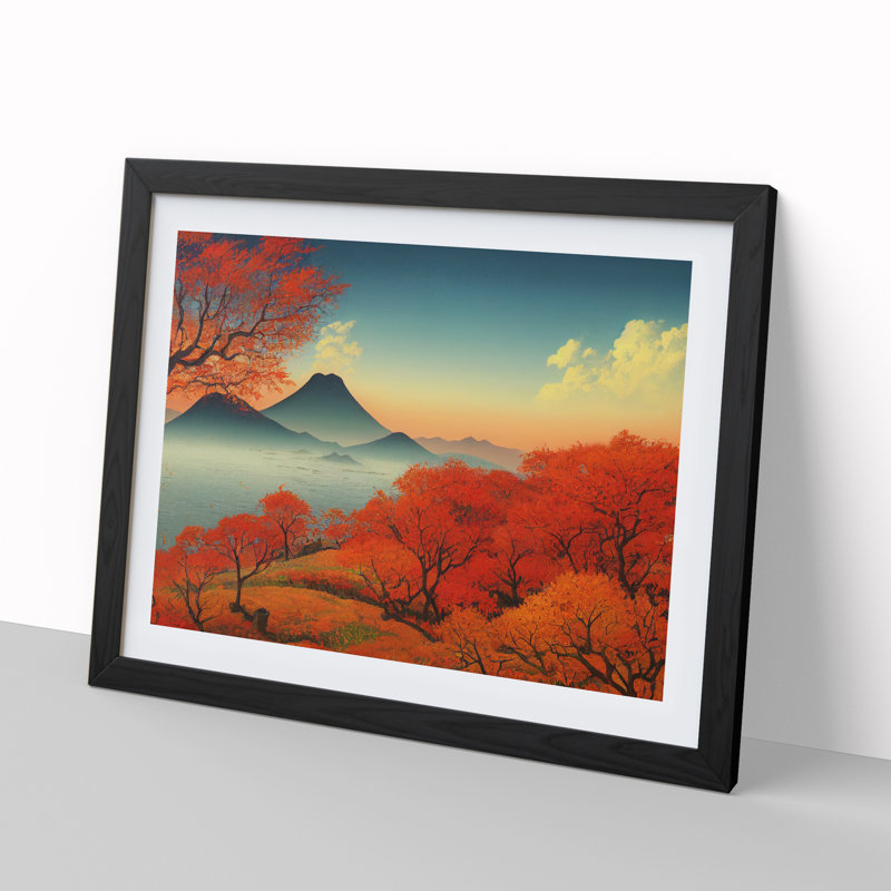 Autumn Mountains - Single Picture Frame Print, Black Framed, 46cm H x 64cm W x 2cm D