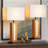 Dimmable Table Lamp with Led Nightlight, Square Wood Grain Bedside Lamp Set of 2