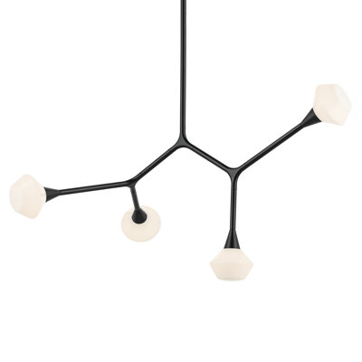 Convertible Modern Adjustable Chandelier with Opal Glass