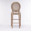 Tabourets de bar en bois avec siège rembourré French Country, beige, ensemble de 2