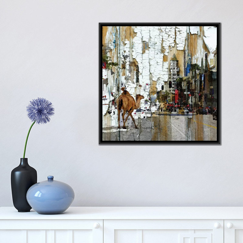 Reproduction d’art sur toile tendue en mode mixte de ville, H 18 po x l 18 po x P 1,5 po, Toile avec cadre noir, Pas de tapis