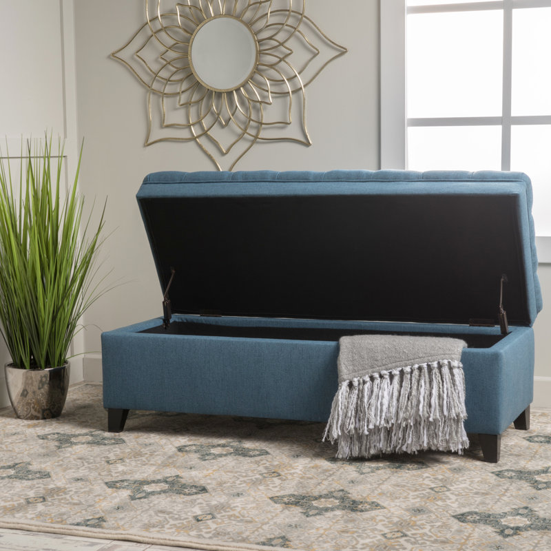 Rangement en tissu bleu avec structure stable et pieds en bouleau - Fabrication des pieds de l'accessoire de salon, Blue
