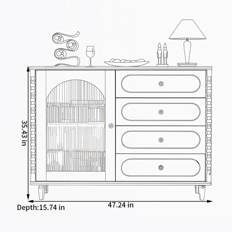 Buffet de rangement de style nordique, Burlywood