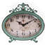Horloge de foyer décorative en étain vieilli, fini bleu turquoise