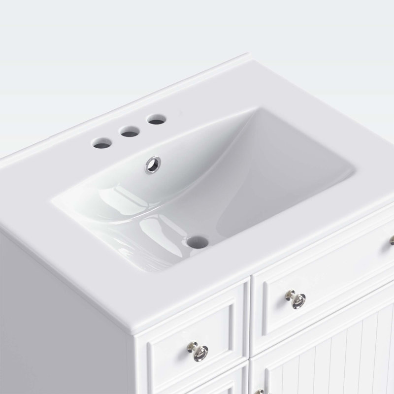 Stillas 24'' Bathroom Vanity with Ceramic Top, White