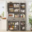 Garde-manger 67 po avec tablette à micro-ondes et garde-manger en bois avec tiroirs-456665066