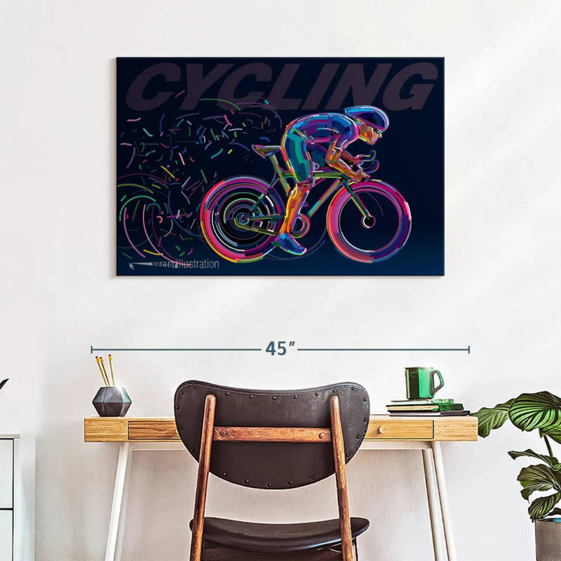 Sirci abstrait à vélo, H 26 po x l 39 po