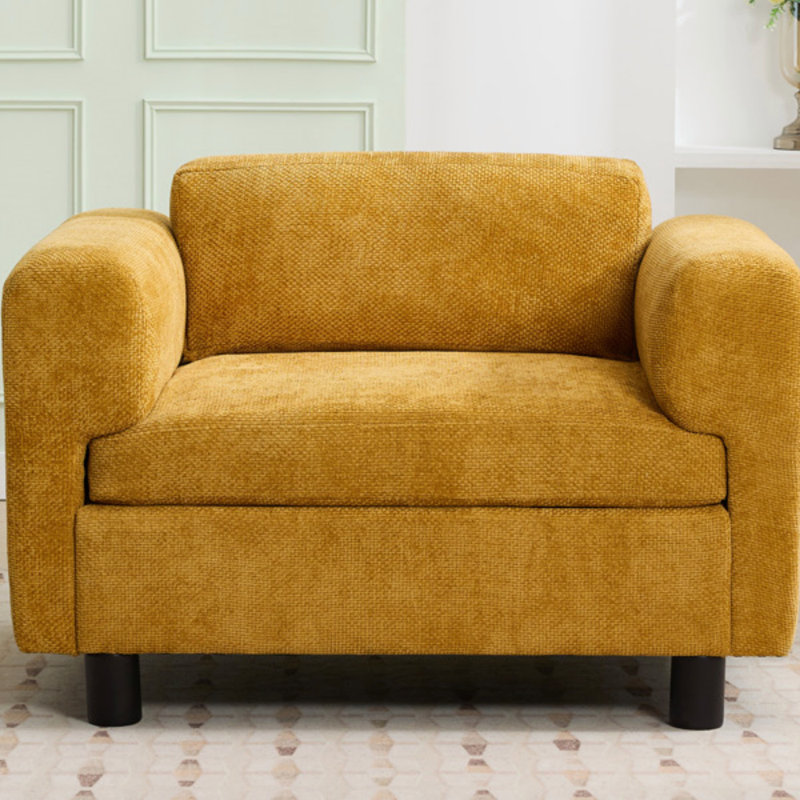 Fauteuil surdimensionné, Velours tissé jaune