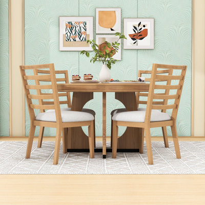 Ensemble de salle à manger 5 pièces, table en bois avec rallonge amovible