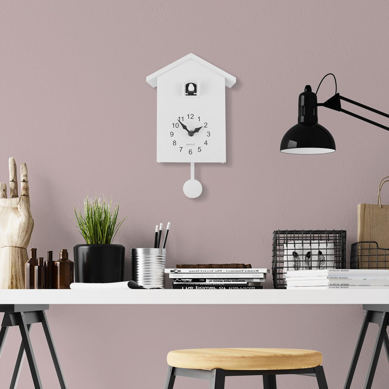 White Minimalist Cuckoo Wall Clock