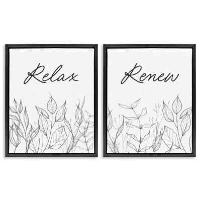 Relax and Renew Leaf Outlines 2pc Floating Frame Set, design by Lettered and Lined