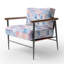 Fauteuil d'appoint French Country - violet et bleu-988742465
