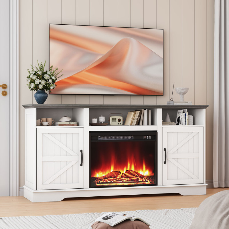 Tv Stand With Fireplace, White