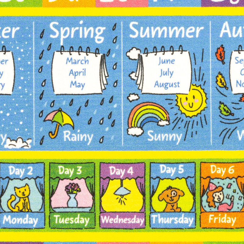 Weranna Kids Rug ABC Alphabet Seasons Months Days Educational Learning Game Carpet Classroom Playroom Mat