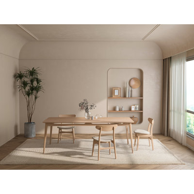 Isabella Mid century Oak Dining Table and Chairs - American Solid Oak Table 86.60" and set of chairs