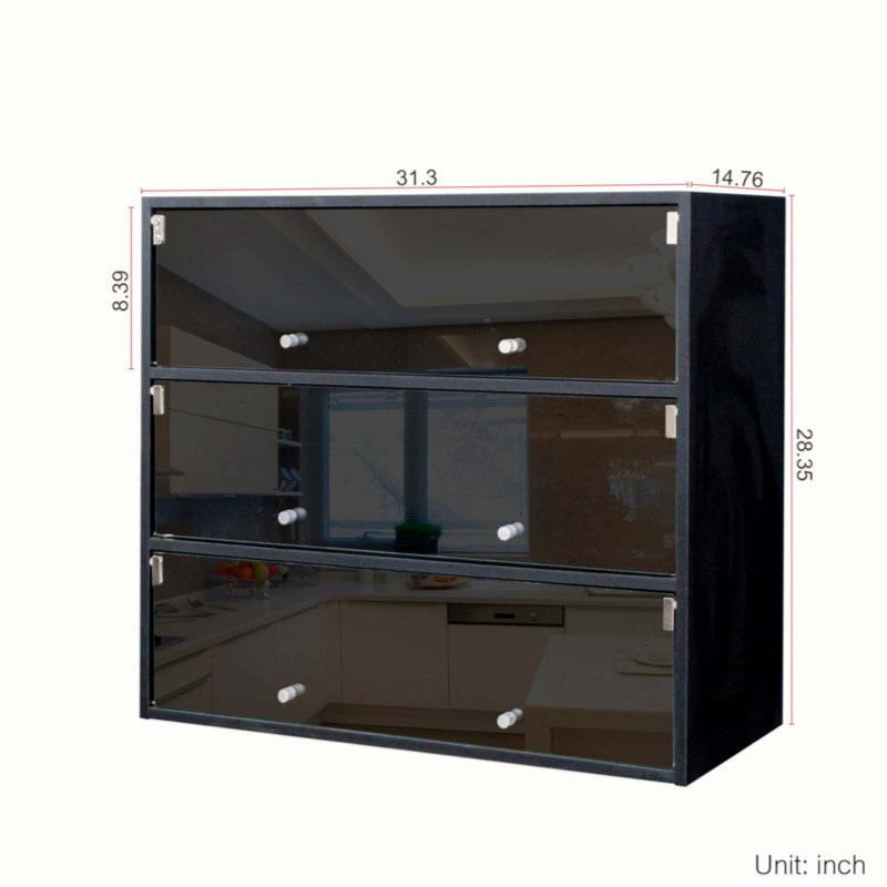 Glass Door Shoe Box Shoe Storage Cabinet Sneaker Display With Led Light, Black