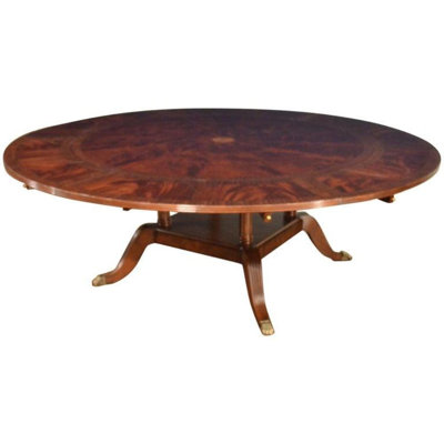 84" Round Perimeter Leaf Mahogany Dining Table