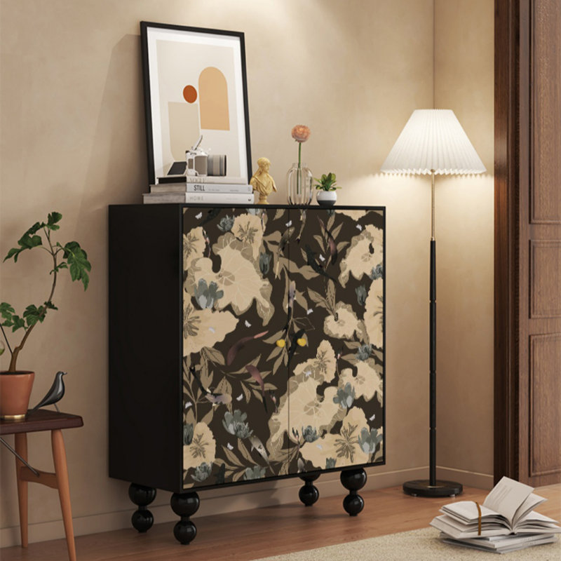 Household Cream-Style Solid Wood Entrance Cabinet