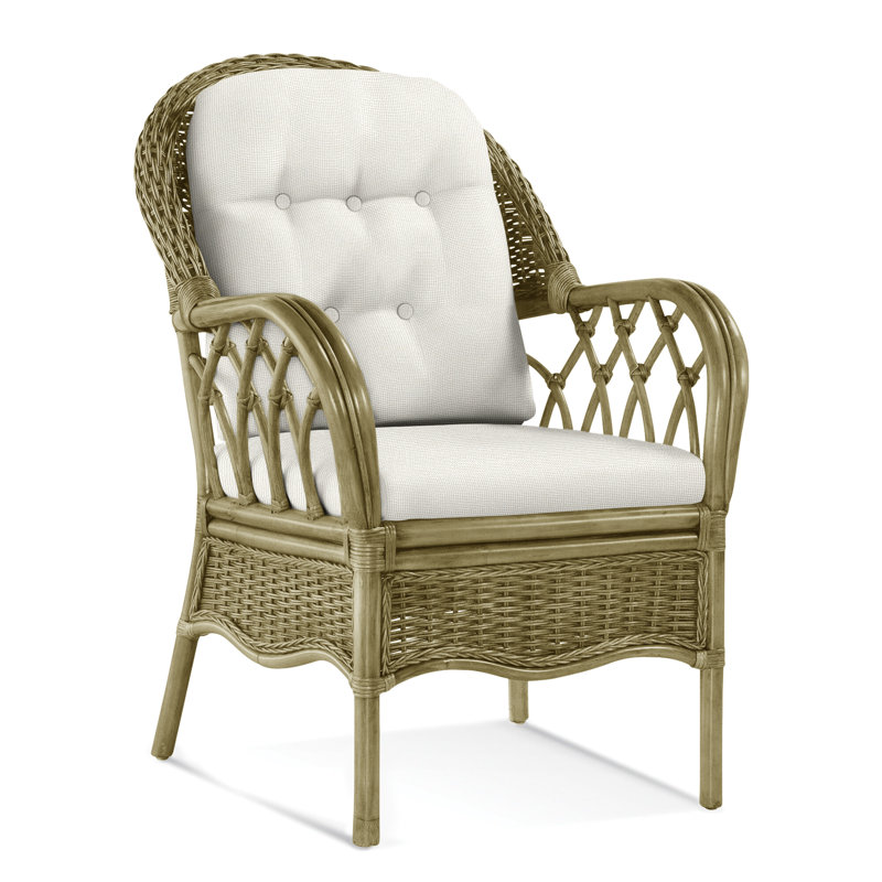 Everglade Upholstered Arm Chair, Brass, Vanilla Crypton Performance; 0822-91