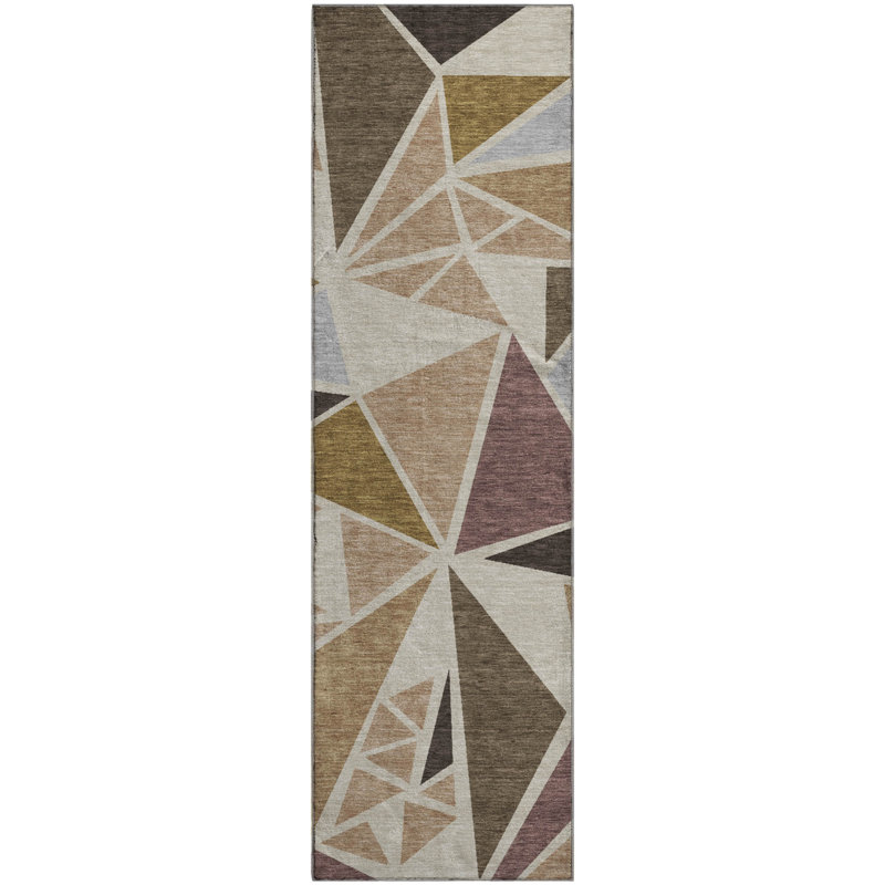 Tapis géométrique de qualité supérieure lavable à la machine Ketterer AMF1039, Tapis de couloir 2 pi 3 po x 7 pi 6 po