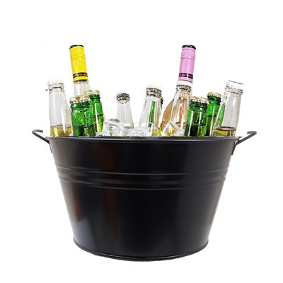 Bac à boissons en acier émaillé. P 13,5 po x H 8 po, noir anthracite