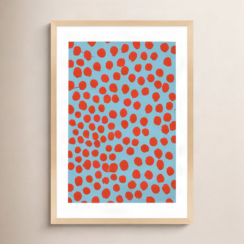 Navi Orient rouge sur bleu gris par Michela Sorrentino - Peinture, H 30 po x l 21 po x P 1,25 po, Brun