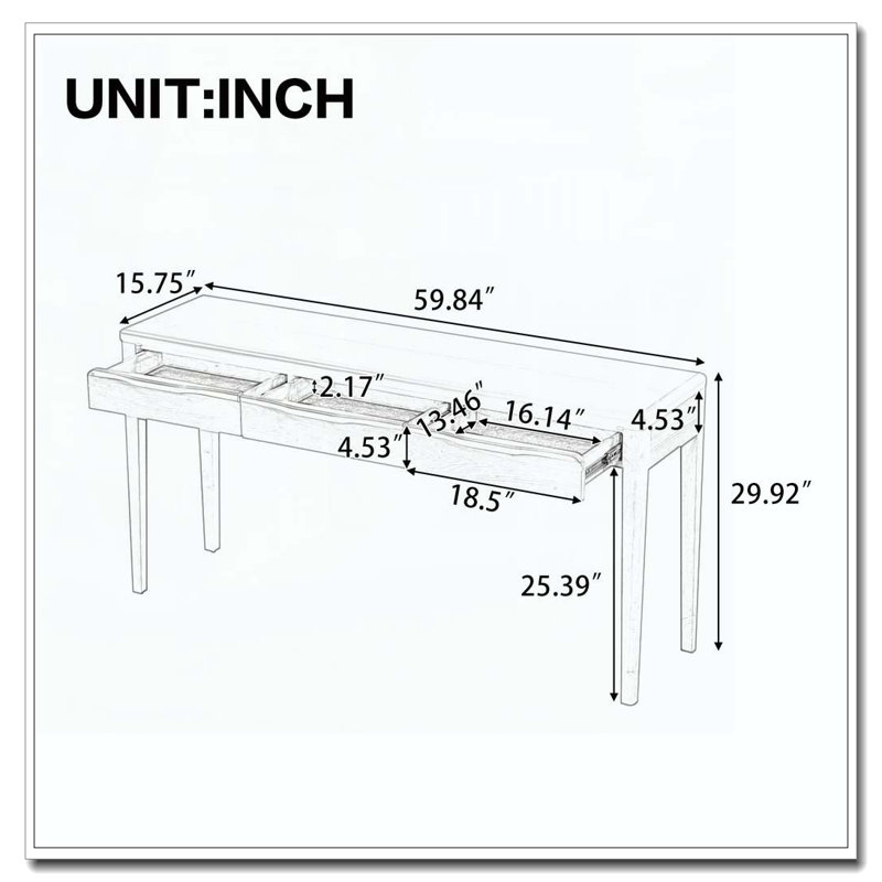 59.84'' Elegant Console Table, Brown
